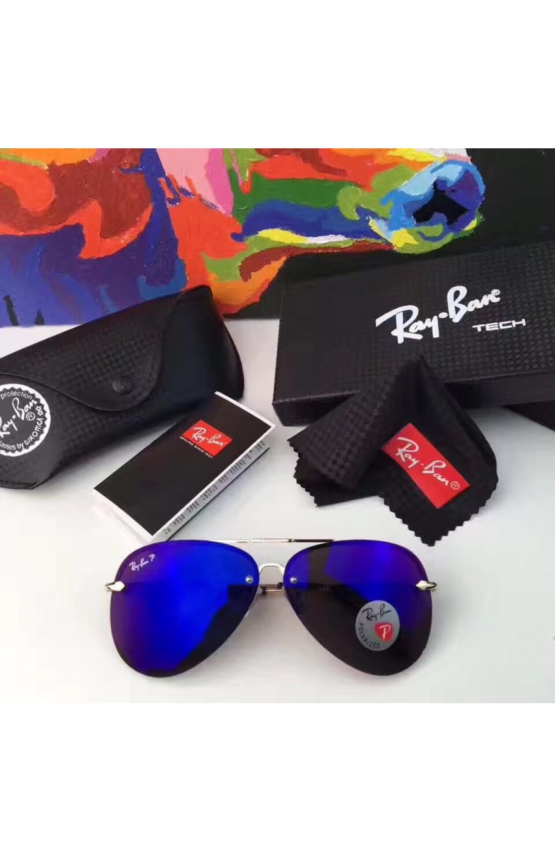 ray ban dark blue sunglasses